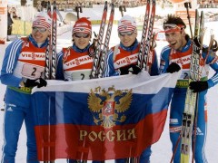 «Золото» в мужской эстафете по биатлону досталось сборной России