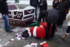 Пьяный Санта-Клаус на санях попал в аварию в Польше